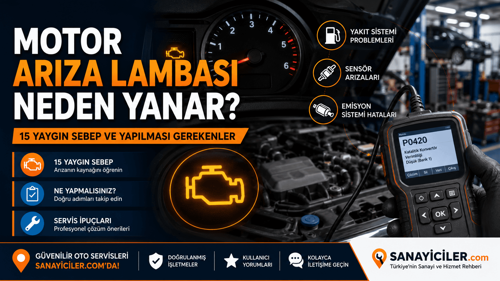 Motor Arıza Lambası Neden Yanar? 15 Yaygın Sebep ve Yapılması Gerekenler